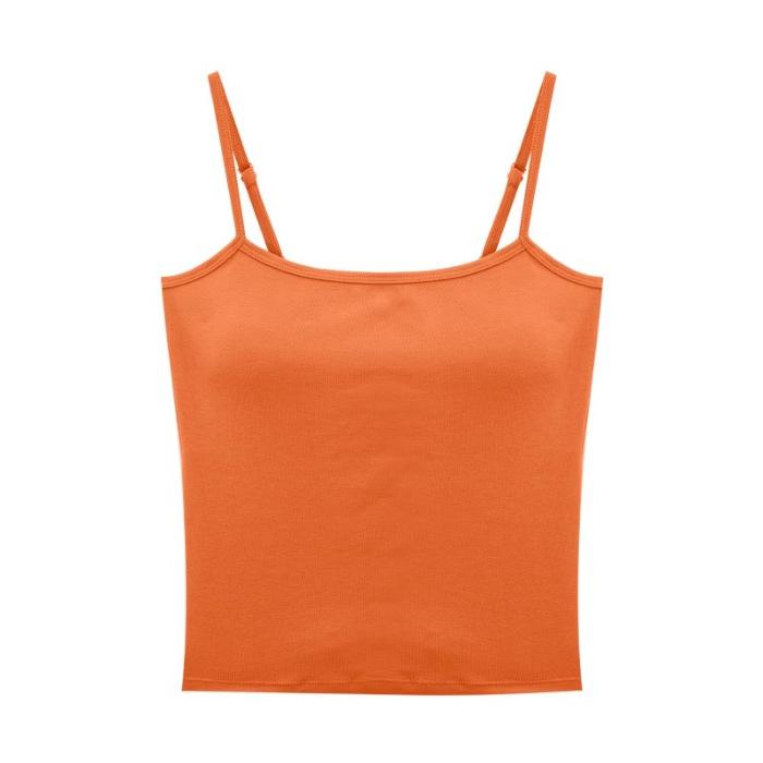 Sexy Spice Girl with Chest Pad Suspender Vest Women's Summer Belly Navel Slim Skinny Short Square Neck Top