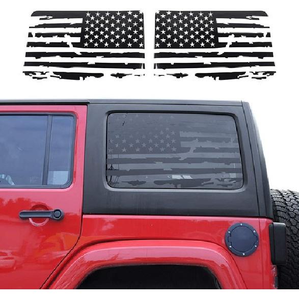 2X Car Rear Window Glass Panel Sticker Decal For Jeep Wrangler JK 2011-17 4Door