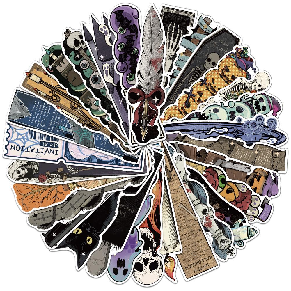 Retro Halloween Shaped Bookmarks: 30 Sheets Set for DIY Decoration and Student Use