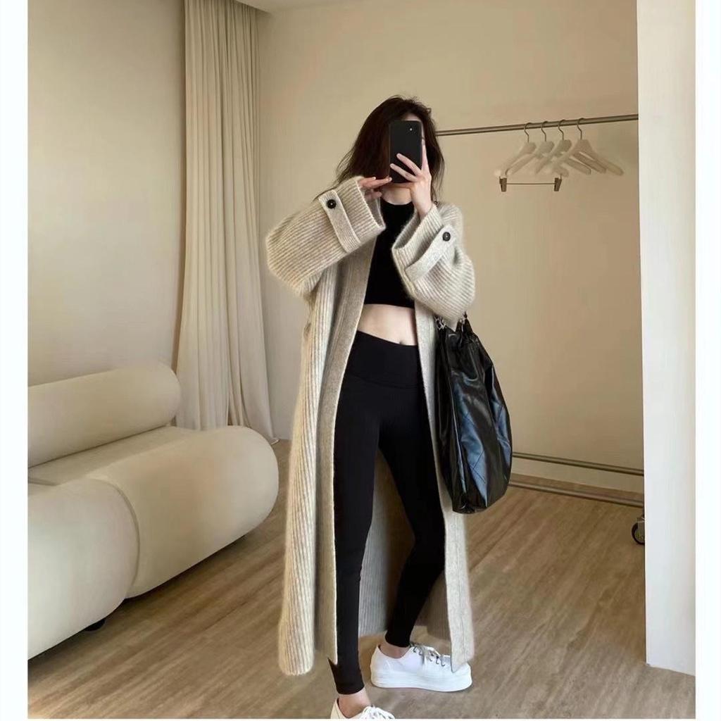 European Autumn/Winter Mori Girl Chic Loose Over-the-Knee Mohair Knit Cardigan Sweater Coat