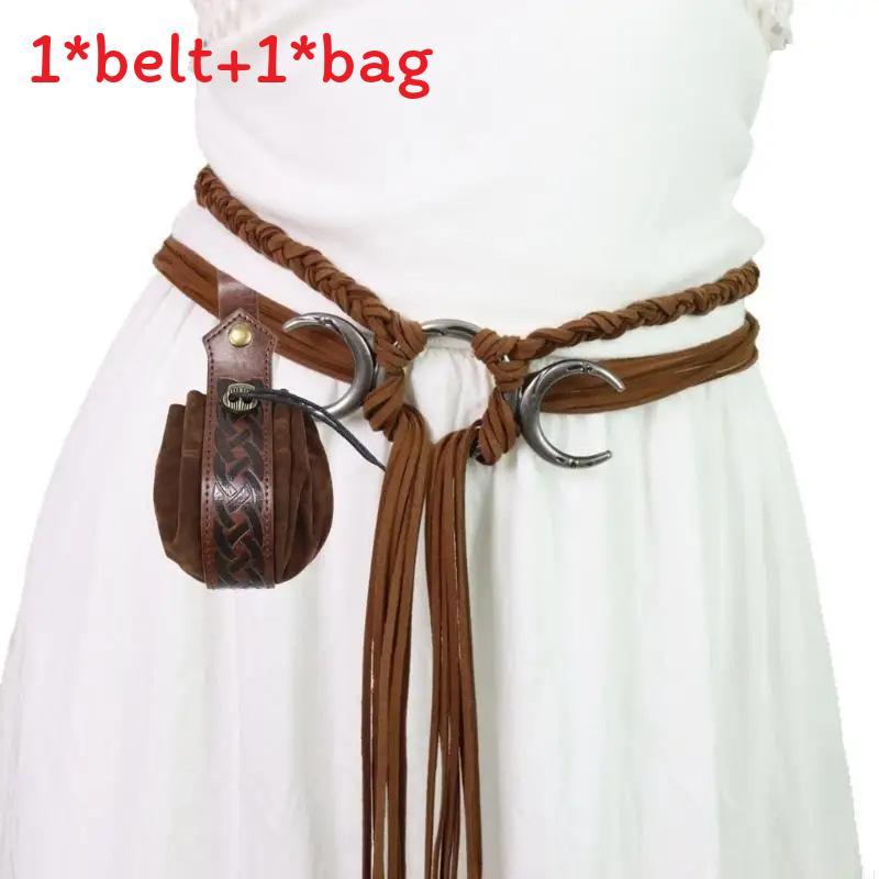 Medieval Renaissance Green Snake Belt With Decorative Buckle For Cosplay And Costume Accessory