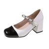 Fashion Hot Selling 2025 New French Style Single Women's High Heels Round Head Vintage Mary Fashion Jane Chunky Heel Hepburn Pearl Shoes