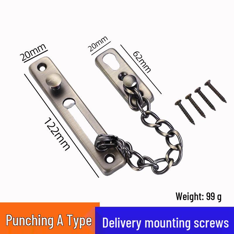 No-Punch Anti-Theft Door Chain Lock and Bolt for Hotel Room Safety