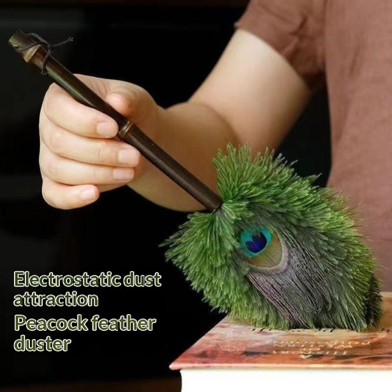 Portable Peacock Ostrich Feathers Duster Brush Handle Anti-Static Cleaning Tools Household Dust Sweeping Brushs Multi-Function