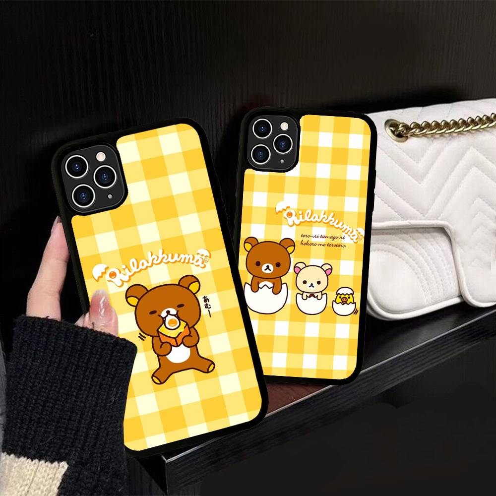 Rilakkuma Relaxed Bear For iPhone 17 16 Pro Max Air 15 14 13 12 Mini Plus 11 Hard PC+TPU Phone Back Cover