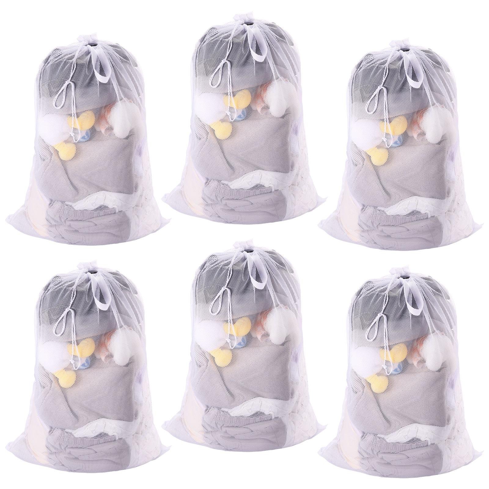 

6 шт. сетчатых мешков для белья, портативные, большие, 75 л, сетчатые мешки для стирки на шнурке с ручкой для дома, общежития, путешествий и стирки, 60x90 см 60x90cm