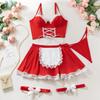 Maid Cosplay Bow Bandage Apron Maidservant Uniform Women's Sexy Lingerie 5-Piece Sets Lace Patchwork Sensual Tempt Onlyfans Kit