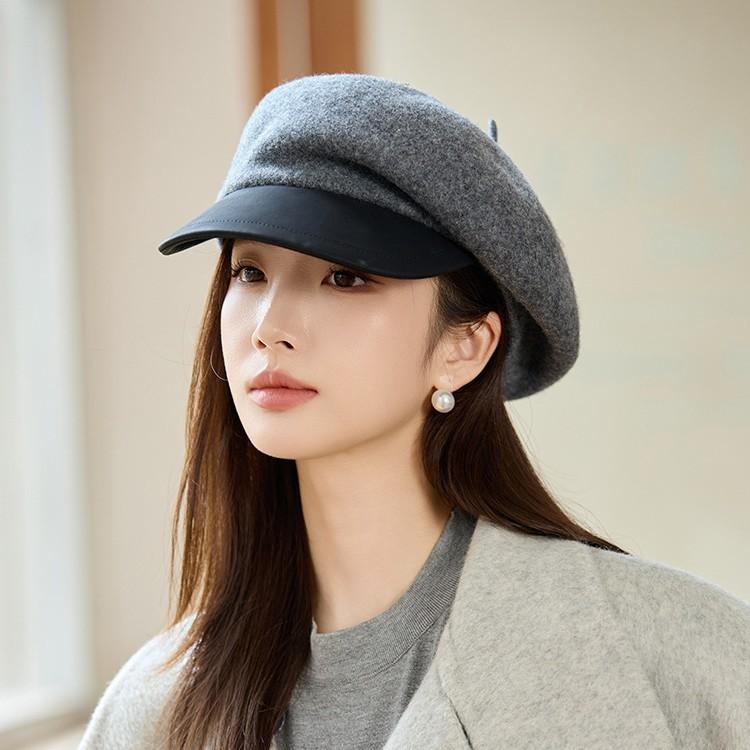 Ladies Autumn and Winter Woolen Beret New Warm British Octagonal Hat