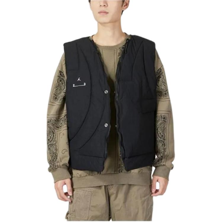 Jordan Solid Color V-Neck Single-Breasted Vest Men Vests Black DR1438-010