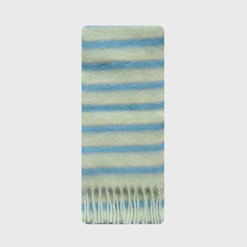 Wool Blended Colorful Striped Scarf for Women Winter Thickened Atmospheric Tassel Scarf