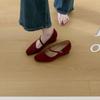 Wedge heel with square head suede Mary Jane shoes women's shoes spring and autumn 2025 new late evening wind light mouth single shoes