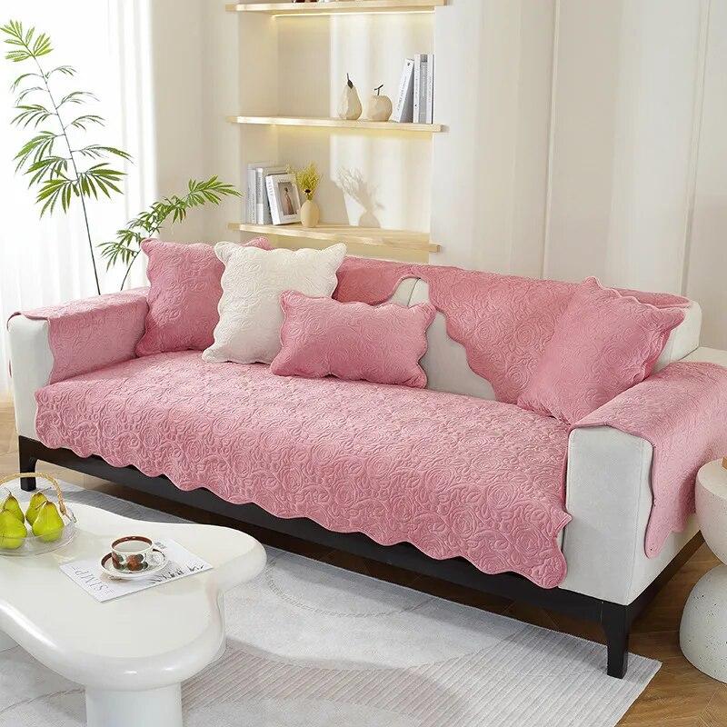 

Универсальный универсальный чехол для дивана, приятный для кожи, нескользящий, голландская бархатная розовая подушка для дивана, простая современная комбинация 70x70cm