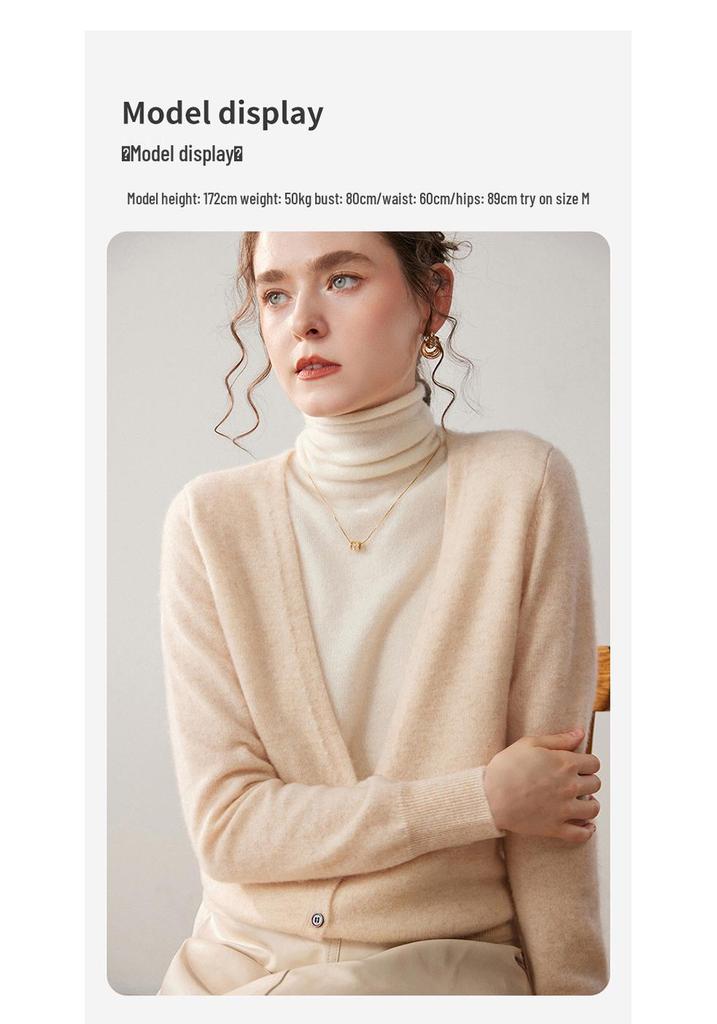 Women's French Style Cashmere Sweater with Layered Collar - Soft, Loose, and Versatile Knit Cardigan