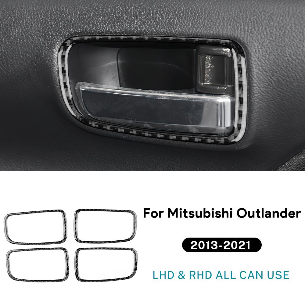For Mitsubishi Outlander 2013-2018 Real Soft Carbon Fiber Sticker LHD RHD Car Door Inner Handle Frame Accessories