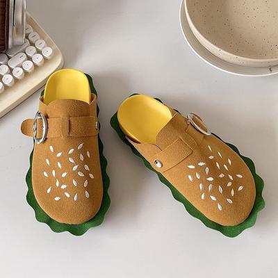 Fashion Designer Shoes for Women 2024 Latest Women's Closed Toe Slippers Funny Cartoon Casual Flats Fashion Versatile Outer Wear Slipper