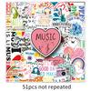 51 Love Music Graffiti Stickers Personality English Short Sentences Decorative Mobile Phone Case Water Cup Guitar Stickers