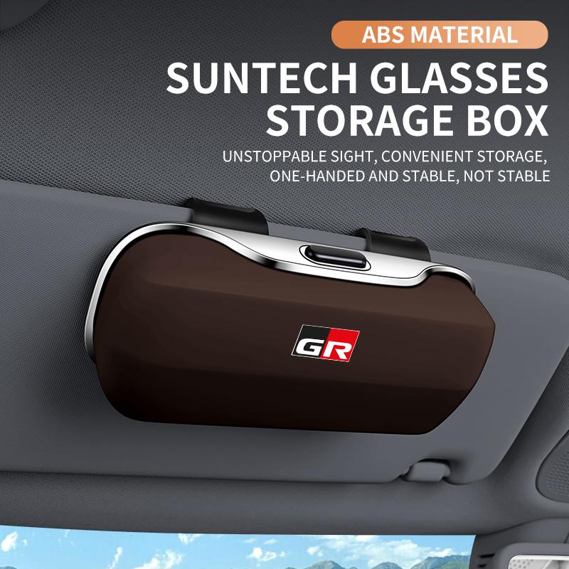 AACT1 Car Eyewear Case Box Sunglasses Holder Sun Visor Storage Protective Frame Box Glasses Clip For Toyota GR Sport Rav4 Yaris Camry