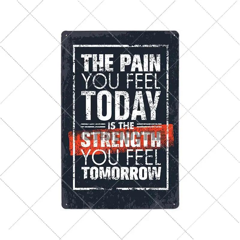 Gym Rule Metal Sign Fitness Motivational Quotes Poster Work Out Plaque Man Cave Pub Bar Wall Decorative Vintage Plate 20x30cm