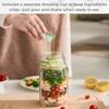 Salad Jar,Mason Jar Salad Container With Side Opening, Dressing Bowl, Sauce Compartments, Microwave-Safe, Freezer And Dishwasher