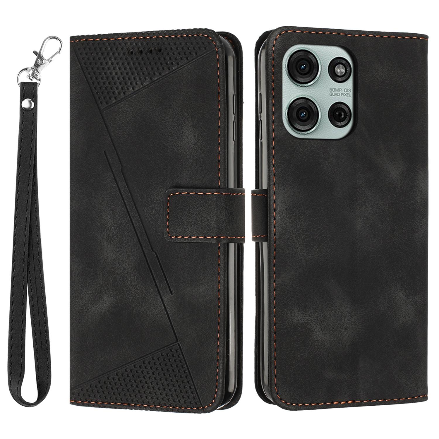 

For Motorola Moto G75 5G Case Handbag Imprinted Triangle Leather Phone Cover F