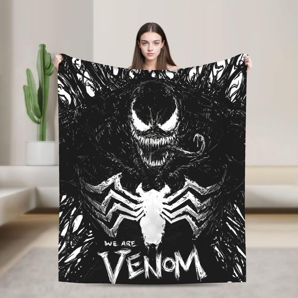 Venom cartoon Blanket Travel Office Flannel Throw Blanket For Couch Chair Sofa Bed Soft Design Quality Bedspread Gift