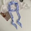 Long solid color silk scarf girl professional versatile thin narrow solid color small scarf streamer tied bag