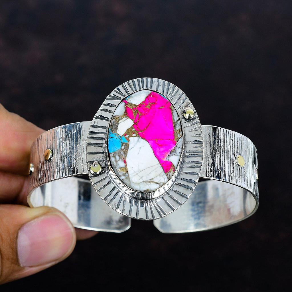 Cotton candy turquoise bangle 925 sterling silver cuff bracelet adjustable bangle very pretty gemstone jewelry handmade bangle gifts for mom