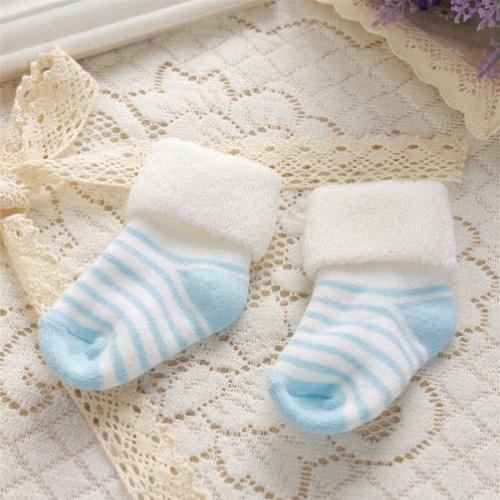 

1 Pair Newborn Baby Terry Socks Warm in Winter Boy Girl Sock Infants Cotton Striped Candy Color Socks for 0-1 Years Baby Socks