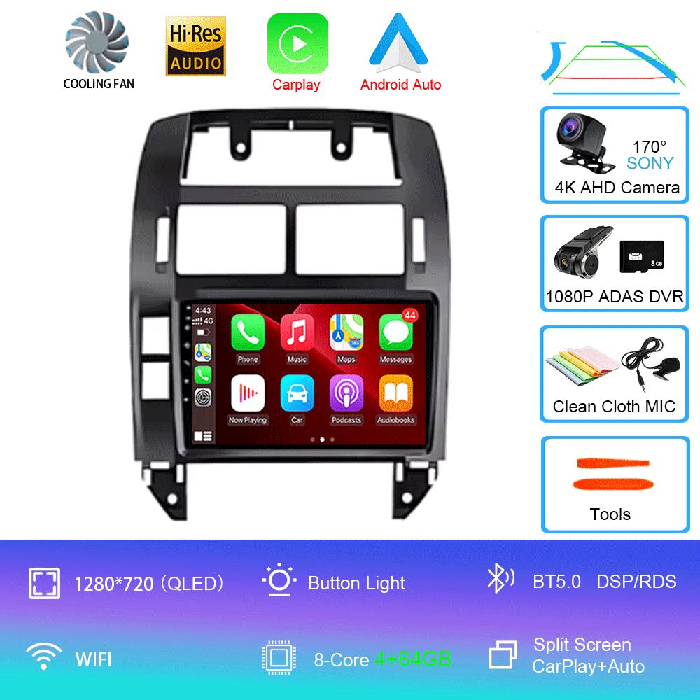 For Volkswagen VW Polo MK4 6Q 9N 9N3 2004- 2009 Car Radio Android 14 Auto Multimedia Video Player GPS Carplay QLED Screen Stereo