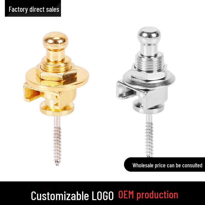 Guitar Strap Lock & Anti-Slip Wooden Tail Pin Silver