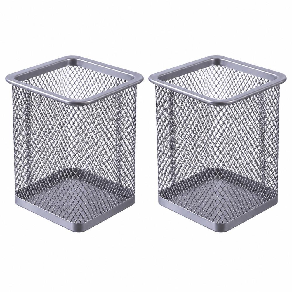 2 pcs Square Shape Storage Bucket Solid Structure Desktop Organizer Desk Container Study Table