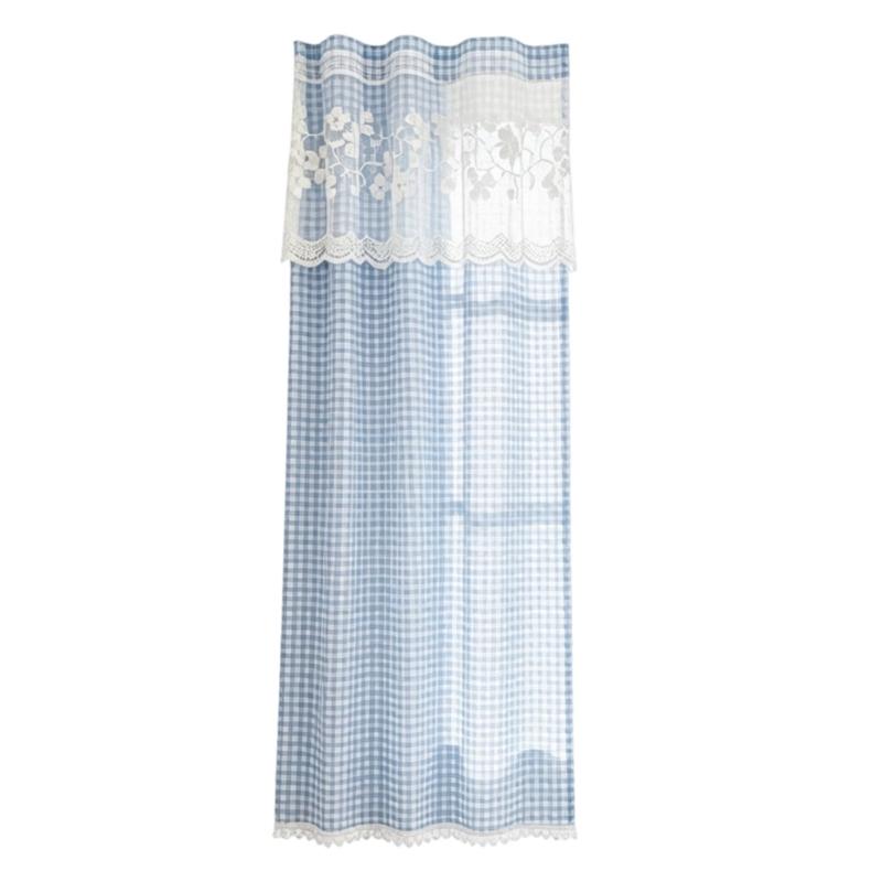 Kitchen Short Curtain Panel with Top, Light Filtering Polyester Privacy Panel and Trim Accent Style Window Drape