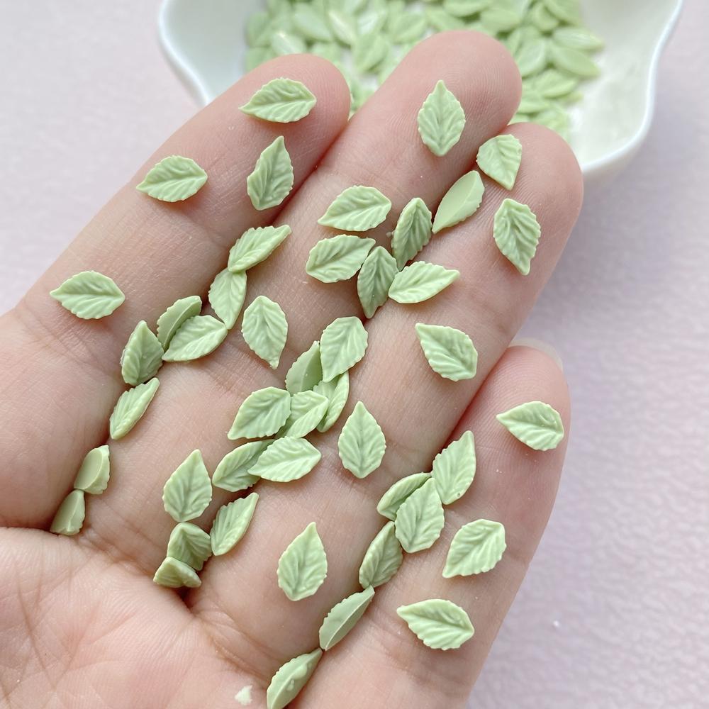 200Pcs New Cute Resin Mini Small Leaves Flatback Jewelry Making Manicure Hairwear Accessories