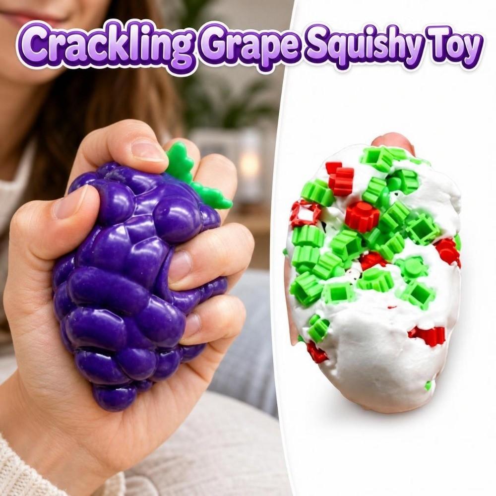 Crunchy Crackling Grape Squishy Toy Soft TPR Fidget Toy Novelty Grape Stress Ball Home Decoration