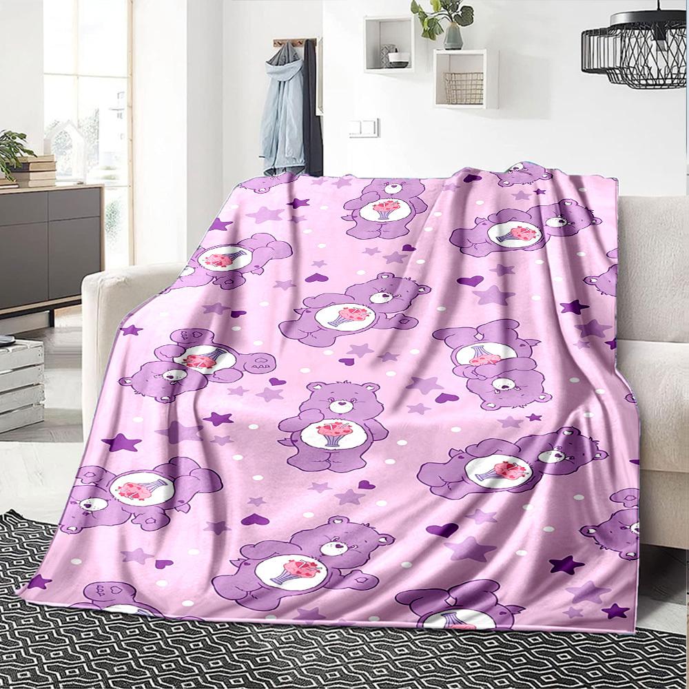 1pc Bear Cartoon blanket Lightweight Flannel Throw for Sofa Bed Travel Camping Livingroom Office Couch Chair