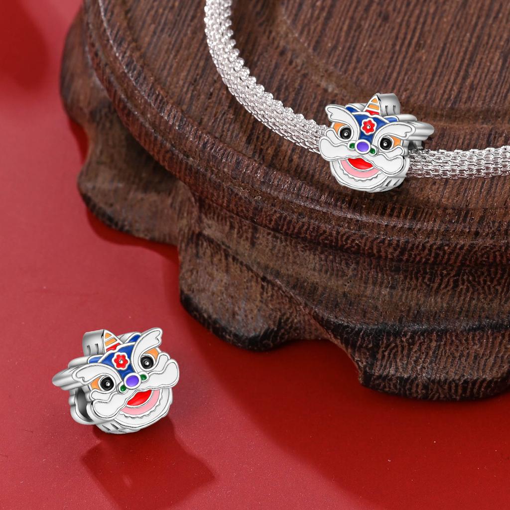Charms Original Copper Plated White Lion Beads Fit Bracelet Diy Fine Gift Women Delicate Jewelry Accessory