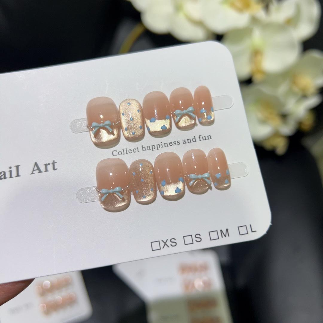 

Playful Blue Bowknot Leopard Nail Art Patches - Summer Whitening Collection