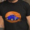 36 Ford Hot Rod Kurzarm Unisex T-Shirt, 1936 Blaues Coupé, Originaldesign