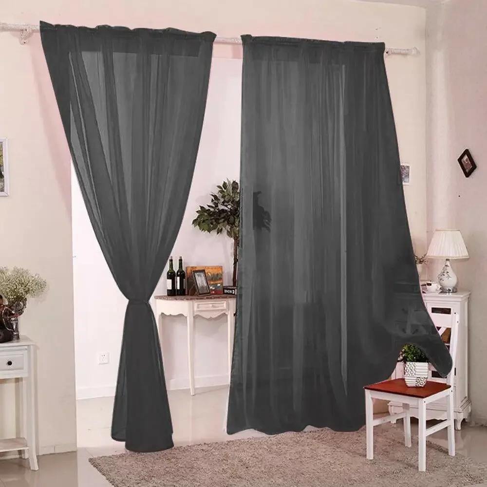 2PCS Europe Solid White Window Curtains For Kitchen Tulle Curtain For Living Room Modern Bedroom Sheer Voile Curtain Christmas