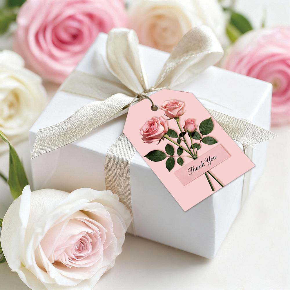 1set 80pcs 4 Styles Printed Paper Thank You Gift Tags Rectangle Flower 7.7x5.1cm Hole: 5mm 20pcs/style