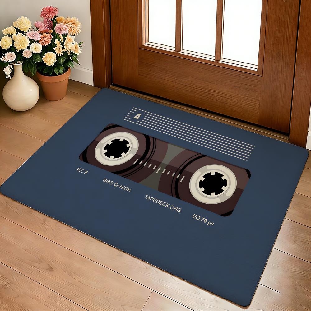 Vintage Tape Video Floor Mat Cozy Flannel Soft Thick Non-Slip Mat For Living Room Bedroom Kitchen Decor Rugs