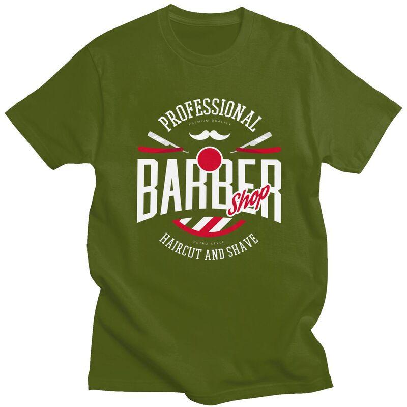 Custom Cool Barber Shop T Shirt Men Short Sleeves Pure Cotton Tshirt Barbershop Hairdresser Hairstylist Gift Tees