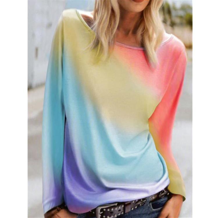 Pullover Shirt Long Sleeve Blouse Tie Dye Tops Loose Basic Womens Ladies Pullover Shirt Long Sleeve Blouse Tie Dye Tops Loose Basic Womens Ladies