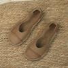 Summer first layer cowhide handmade sandals women's retro casual leather women's shoes shallow mouth soft sole L-