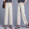 Women's Summer 2025 Cotton Slim-Fit High-Waisted Wide-Leg Cropped Pants