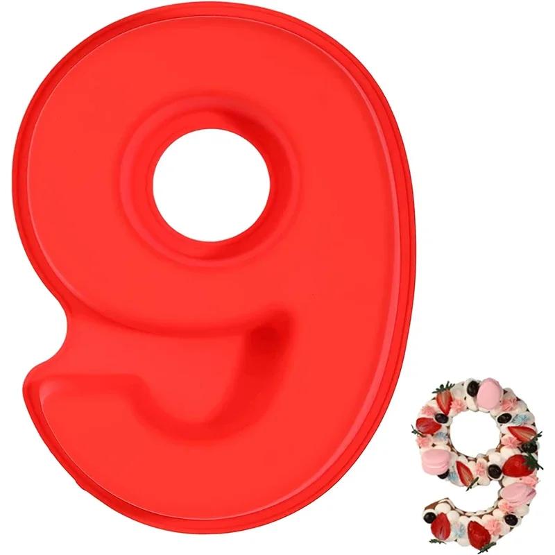 0-9 Silicone Numbers Cake Molds 10-Inch Large 3D Baking Pans DIY Chocolate Fondant Number Mould for Birthday Wedding Anniversary
