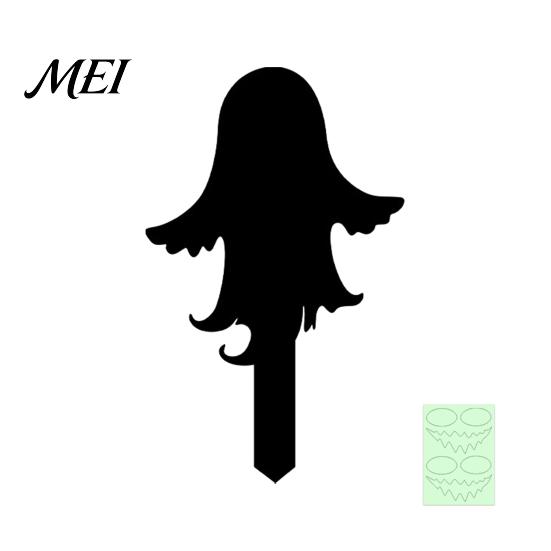 Durable Halloween Yard Signs Garden Stake, Black Cat Sign with Glow-in-the-dark Stakes Eyes, Waterproof Spooky Ghost Silhouette for Lawn Pathway