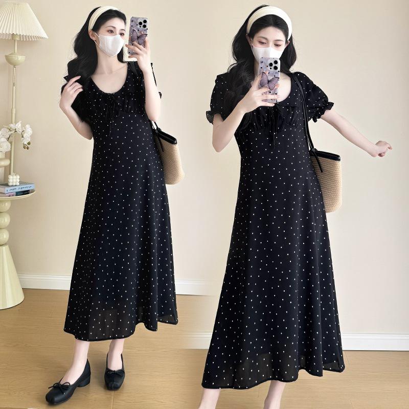 2026 Summer V-neck Ruffled Maternity Maxi Dress