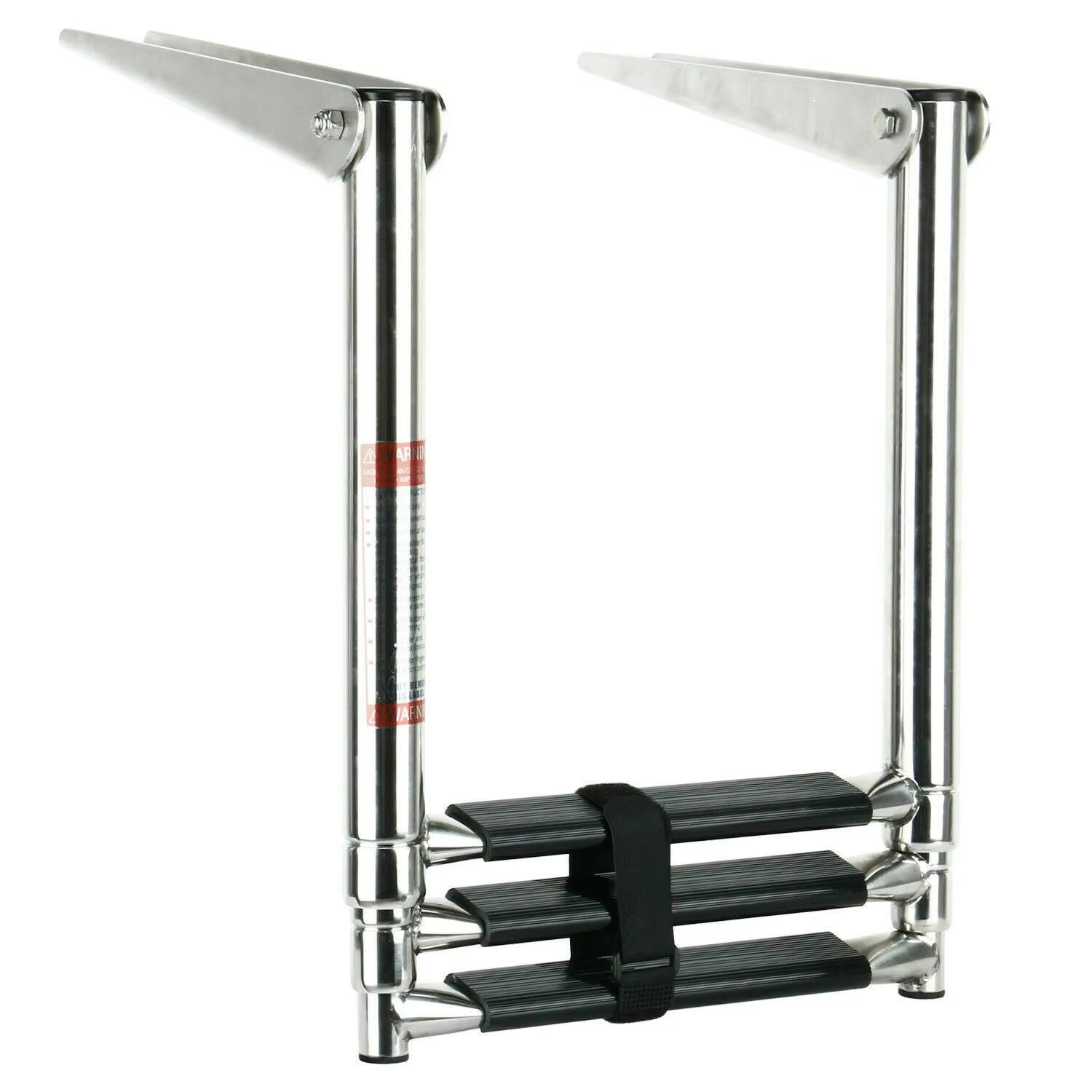ISURE MARINE 3 Step Boat 11 Ladder Yacht Polished Stainless Steel Telescope Ladder 3 step