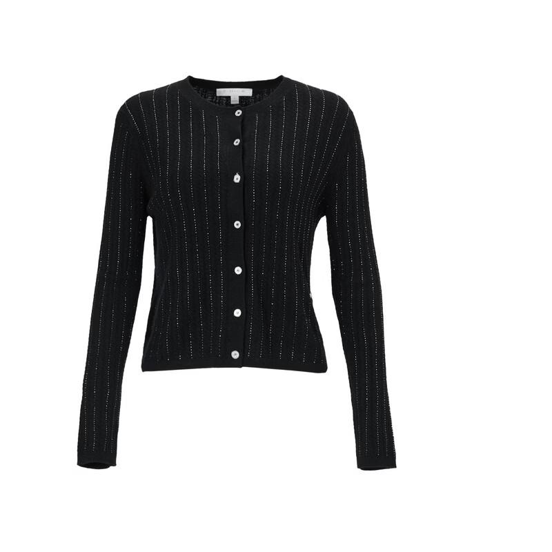 ELLASSAY Women's Simple Round Neck Knit Cardigan